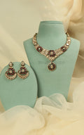 Ruby Green Meena Kundan Necklace Earrings For Bride To Be
