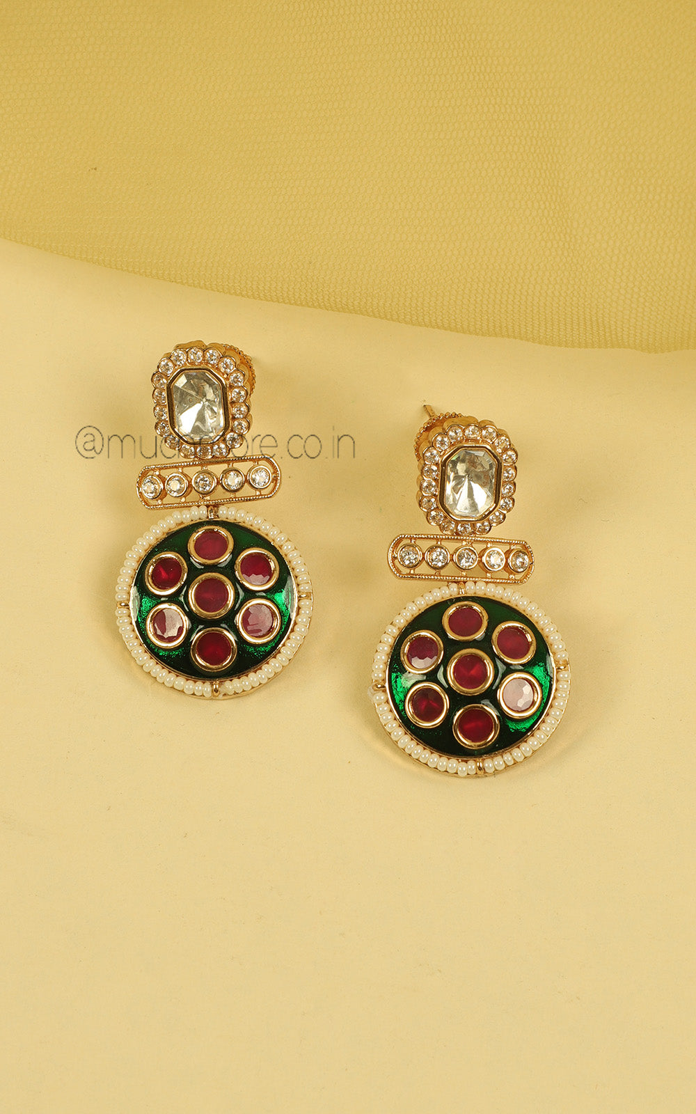 Ruby Green Meenakari Kundan AD Necklace For Brides