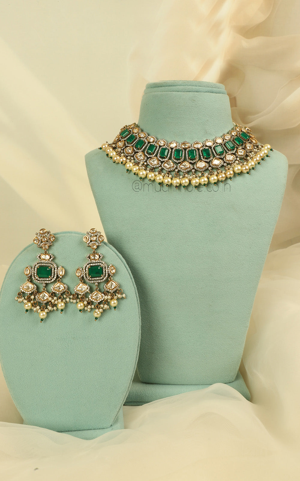 Green Kundan Diamond Fusion Jewellery Much-More Delhi