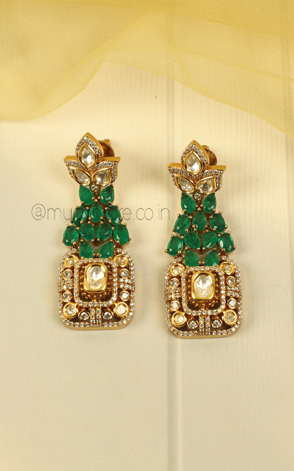 Emerald Green Kundan Diamond Fusion Festive Jewellery