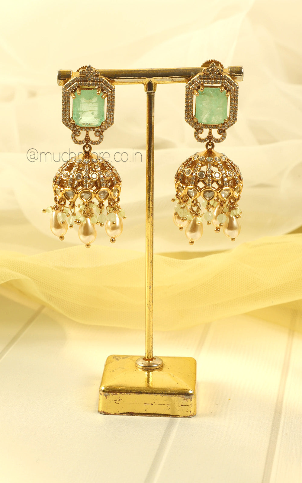 Mint Green Pearl Fusion & Traditional Choker For Brides