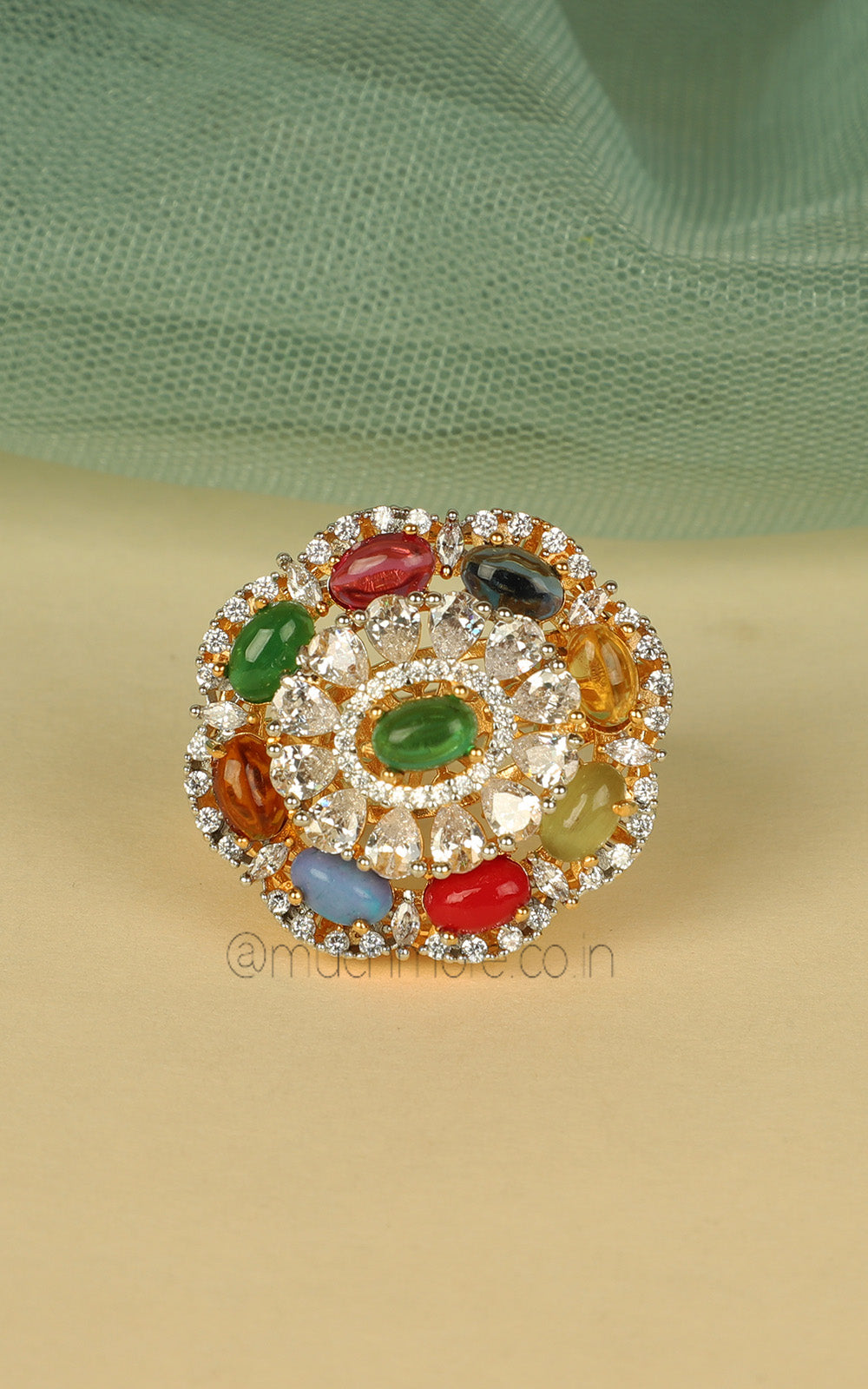 Multi Color Diamond Studded Cocktail Women Ring
