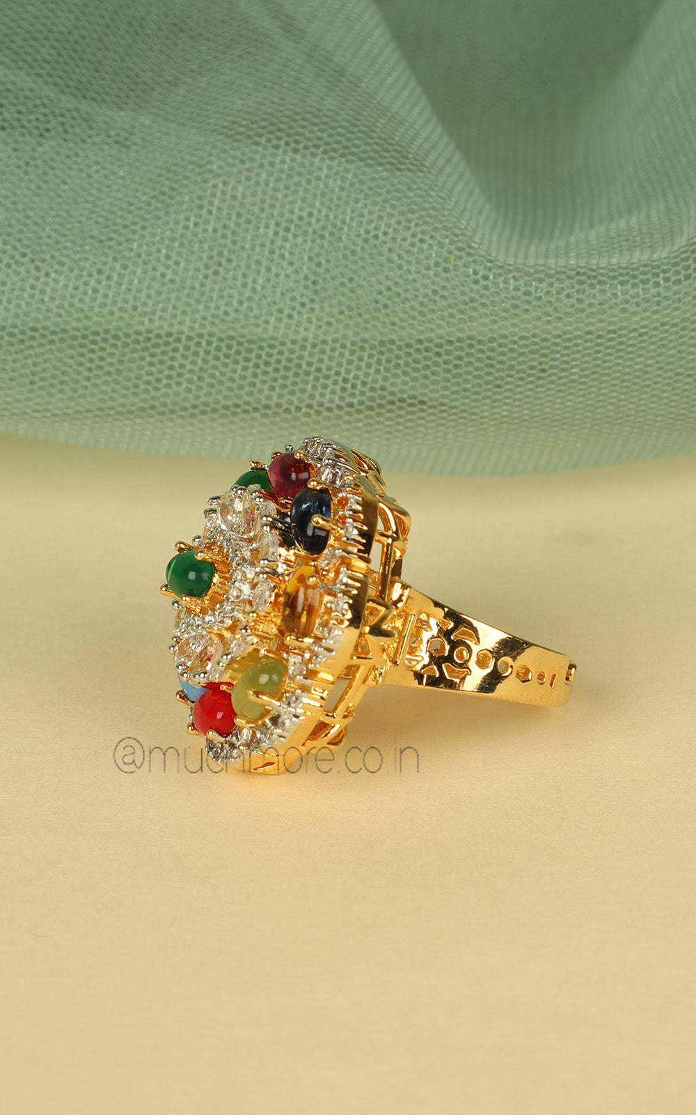 Multi Color Diamond Studded Cocktail Women Ring