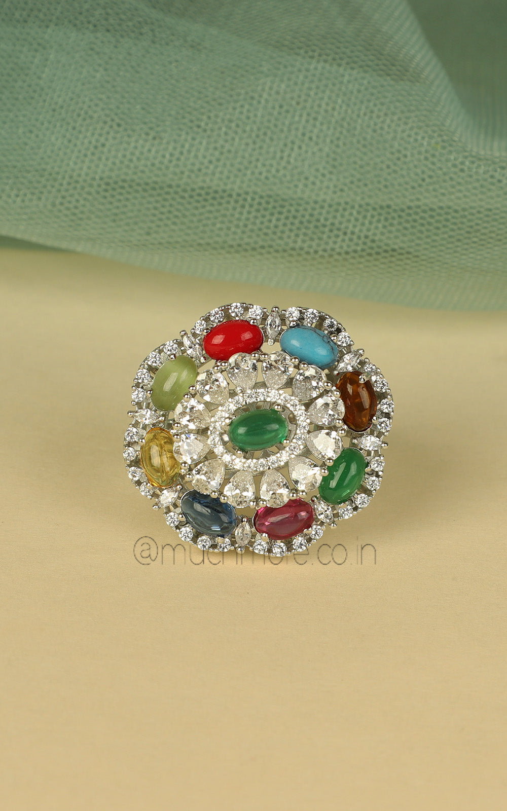 Party Wear Multi Color Zircon Diamond Ring For Women