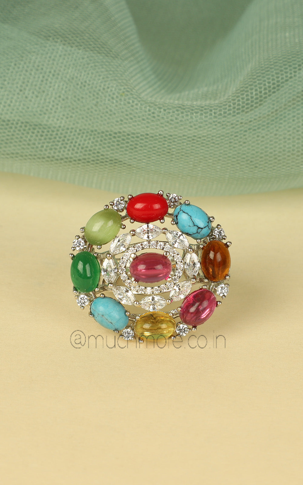 Shop Party Wear Multi Color Zircon Diamond Ring For Women
