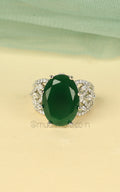 Luxury Finish Zircon Ring For Women In Emerald Green Diamond