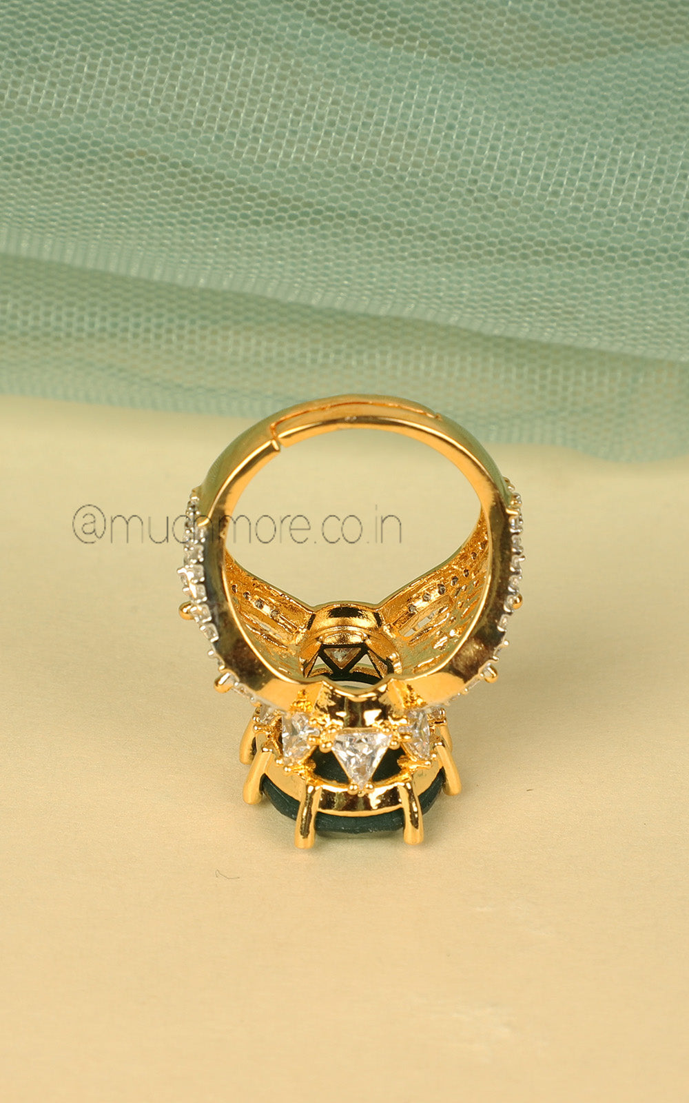 Elegant Fashion Gold Polish Emerald Green Ring Online At Much-More