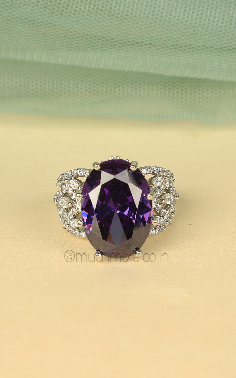 Amethyst Silver Polish Glamorous Cocktail Rings Online