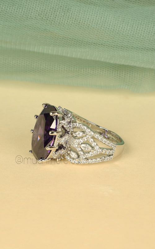 Amethyst Silver Polish Glamorous Cocktail Rings Online