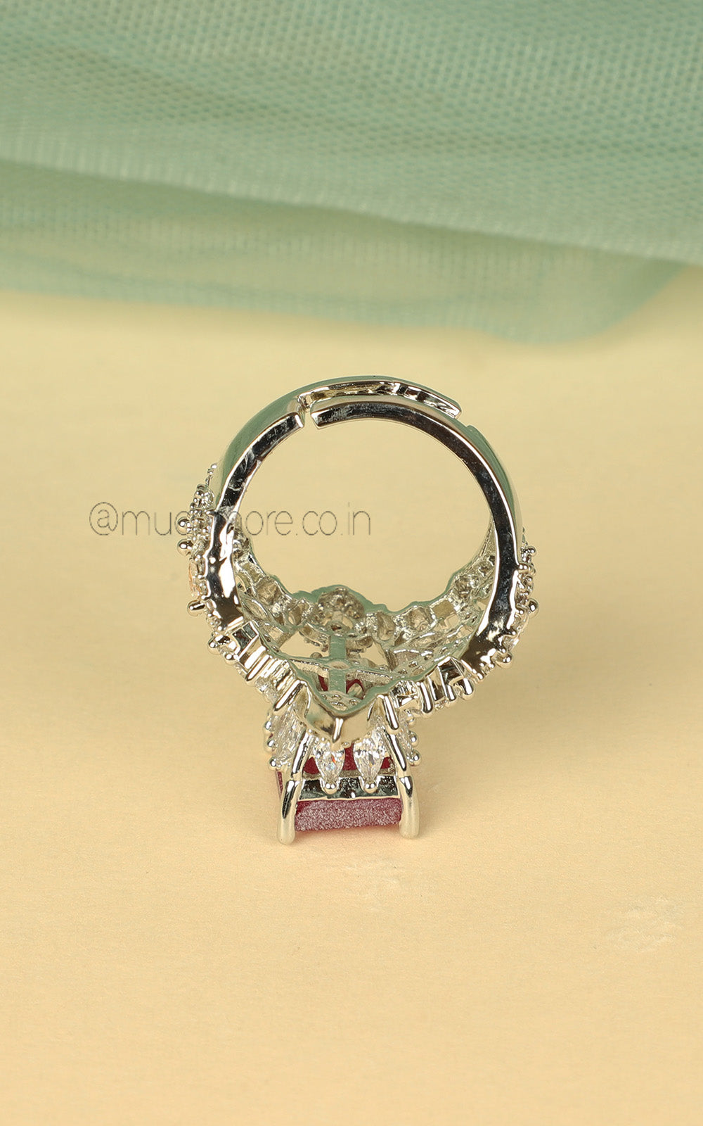 Buy Stylish Designer Ruby Ring Crafted With Zircon Stones