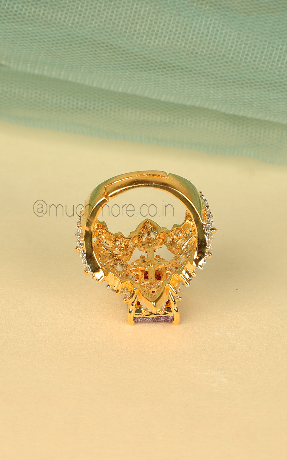 Buy Glamorous Ruby Ring Online | Gold Polish Zircon Collection