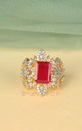 Buy Glamorous Ruby Ring Online | Gold Polish Zircon Collection