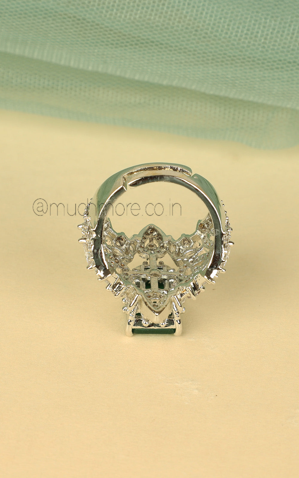 Party Wear Emerald Green Ring For Women | Zircon Cocktail Ring Online