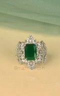 Party Wear Emerald Green Ring For Women | Zircon Cocktail Ring Online