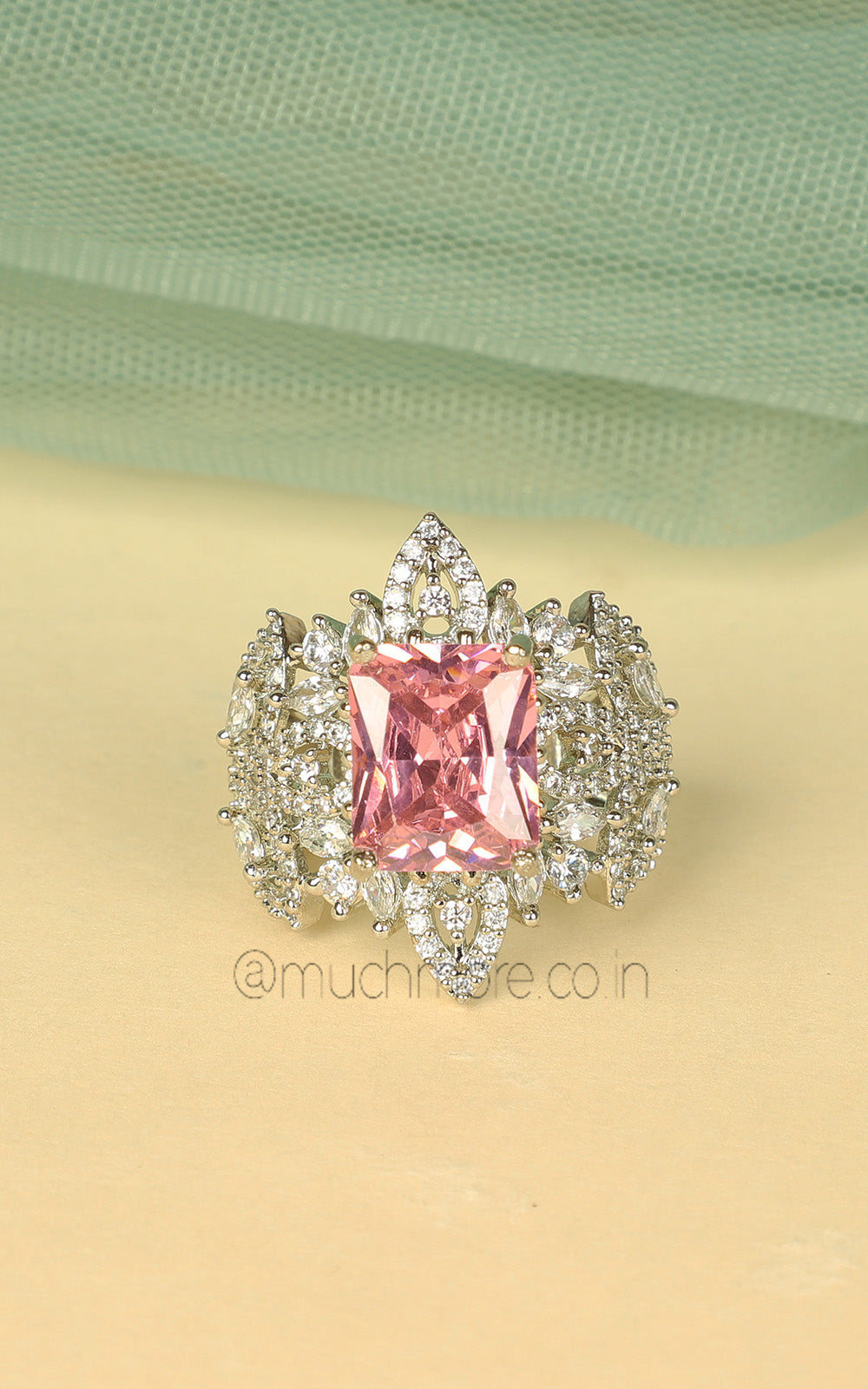 Elegant Fashion Pink Silver Ring Online | Much-More Jewellery Collection