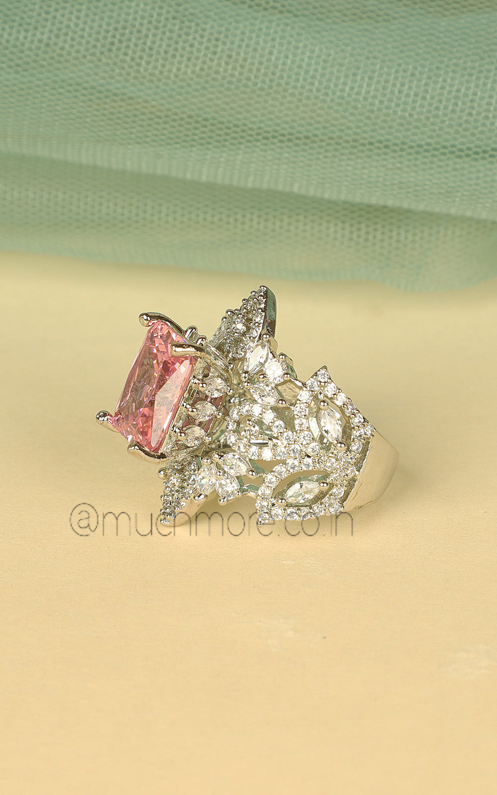 Elegant Fashion Pink Silver Ring Online | Much-More Jewellery Collection