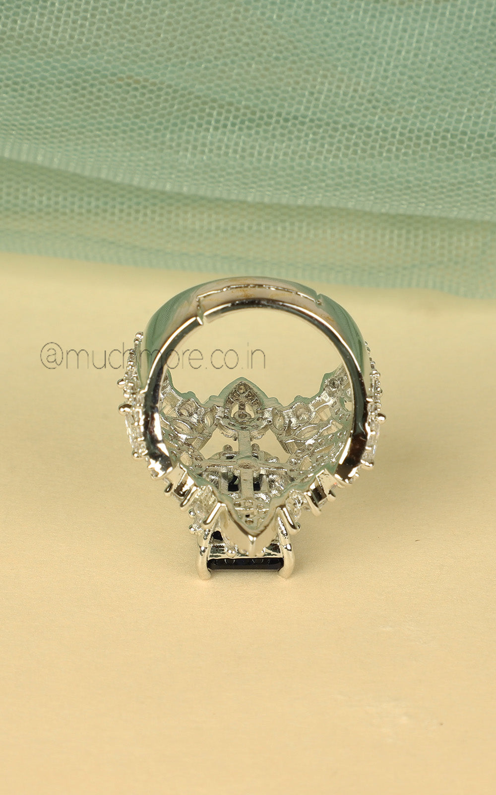 Silver Polish Blue Diamond Zircon Cocktail Ring | Much-More