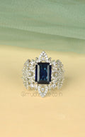 Silver Polish Blue Diamond Zircon Cocktail Ring | Much-More