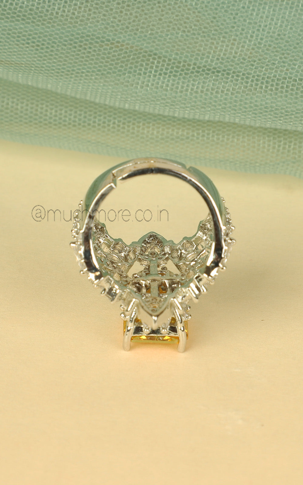 Fancy Diamond Cocktail Rings For Women Silver Polish Jewellery