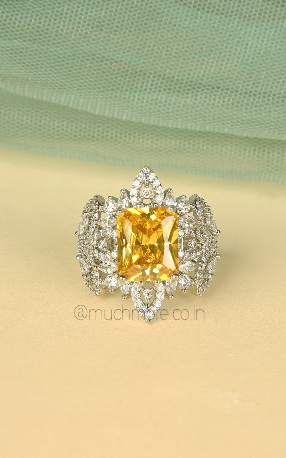Fancy Diamond Cocktail Rings For Women Silver Polish Jewellery