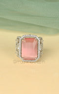 Modern Pink Silver Ring In Diamonds For Daily Wear
