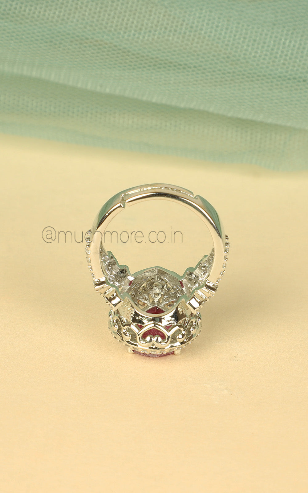 Silver Polish Drop Of Ruby Cute Small Women Ring
