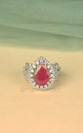 Silver Polish Drop Of Ruby Cute Small Women Ring