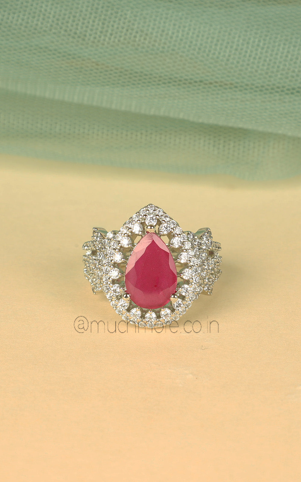 Silver Polish Drop Of Ruby Cute Small Women Ring