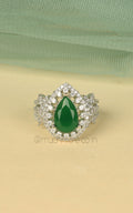 Silver Polish Drop Of Emerald Green Office Wear Women Ring