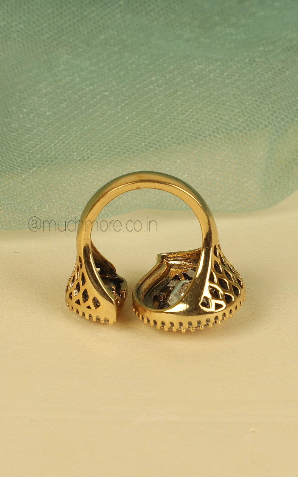 White Kundan With Diamond Statement Ring At Much More