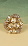Buy Kundan With Diamond Gold Polish Beautiful Ring