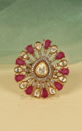 Much More Gold Polish Designer Ruby Kundan With Diamonds