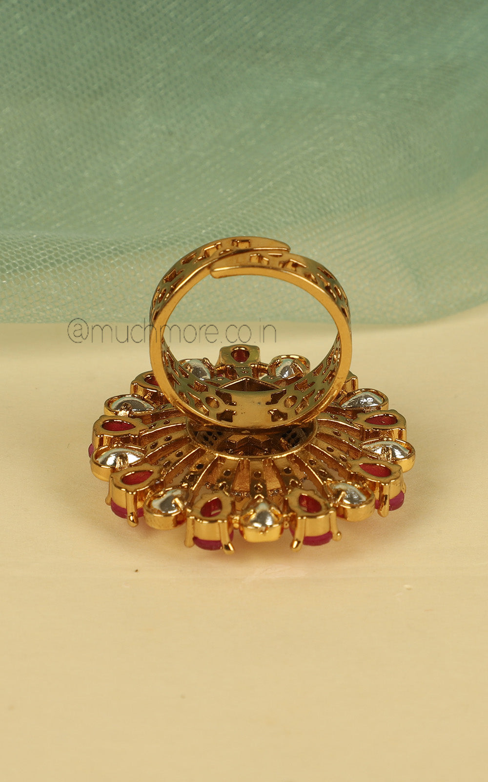 Much More Gold Polish Designer Ruby Kundan With Diamonds