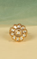 Classic Gold Polish Kundan Cute Ring At Low Price