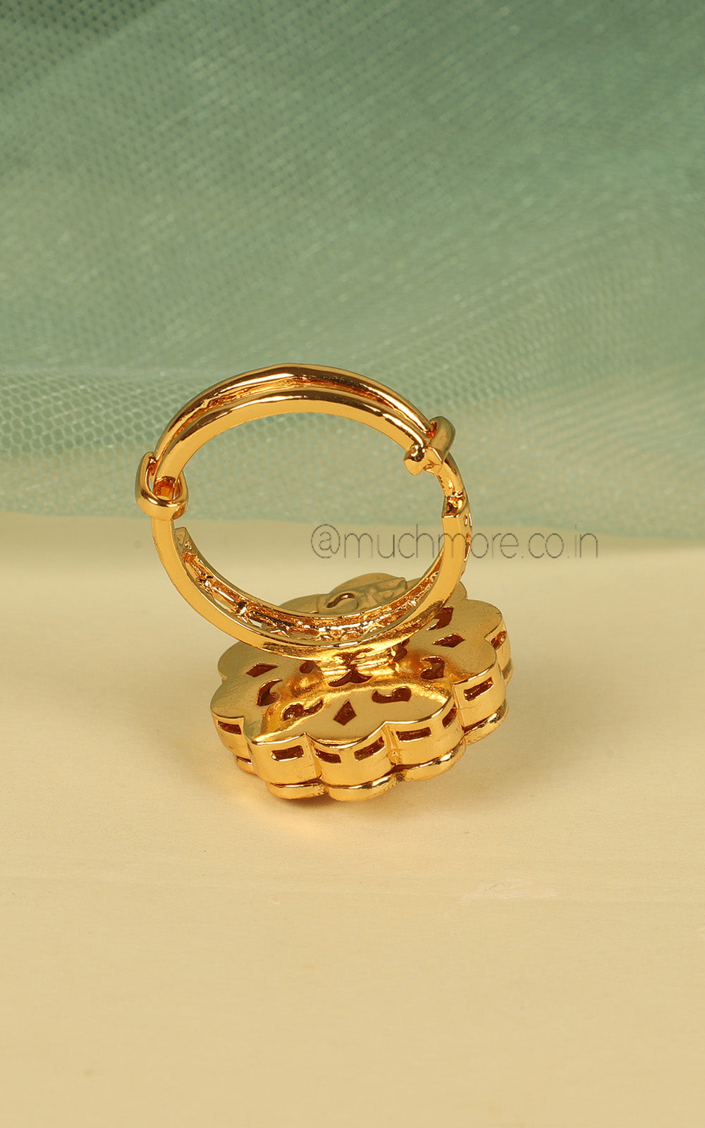 Classic Gold Polish Kundan Cute Ring At Low Price