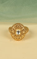 Gold Look Oval Shaped Traditional Ring For Women