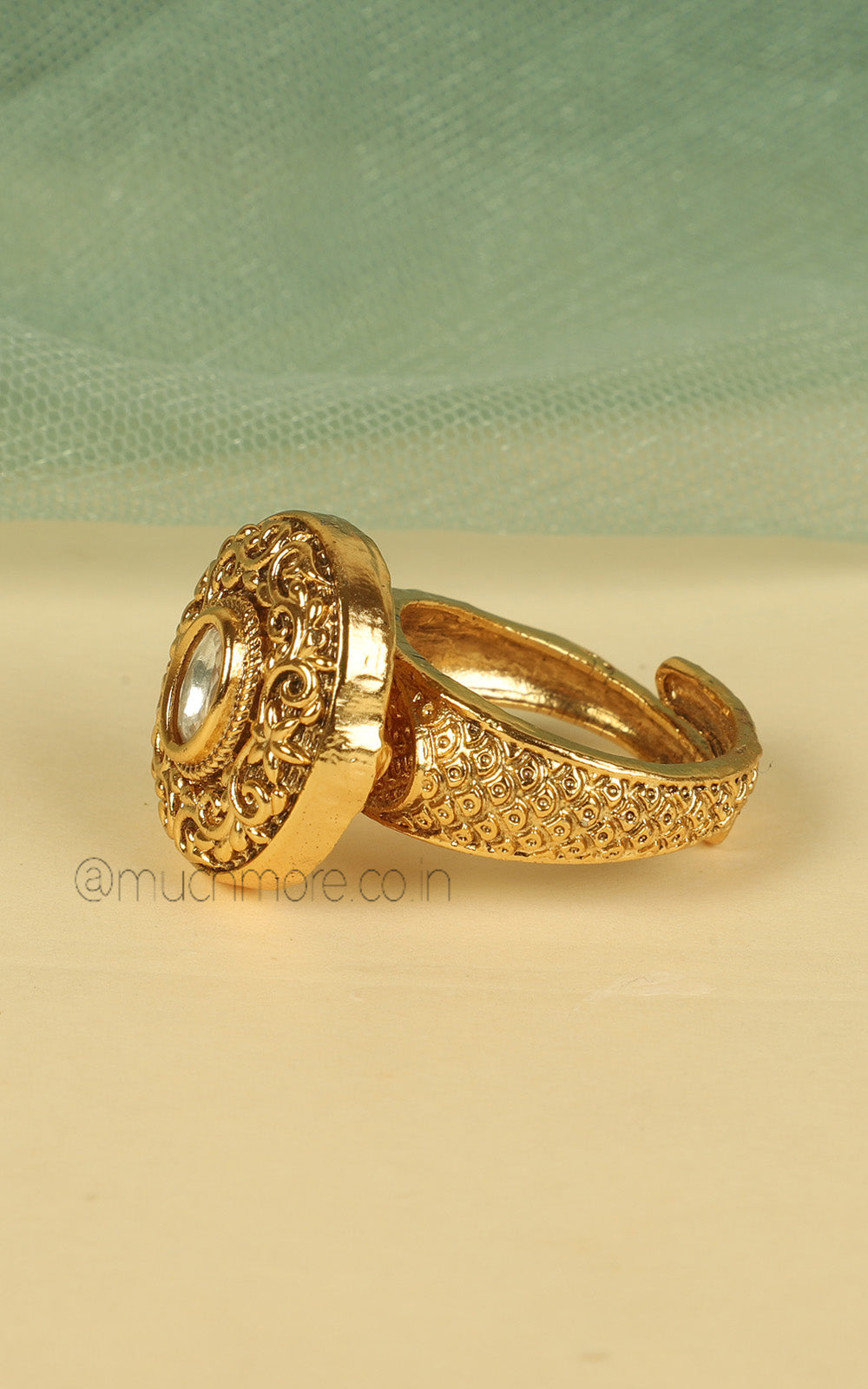 Gold Look Oval Shaped Traditional Ring For Women