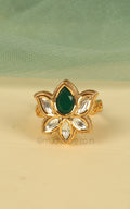 Lotus Kundan Flower Cute Small Ring For Women/ Men