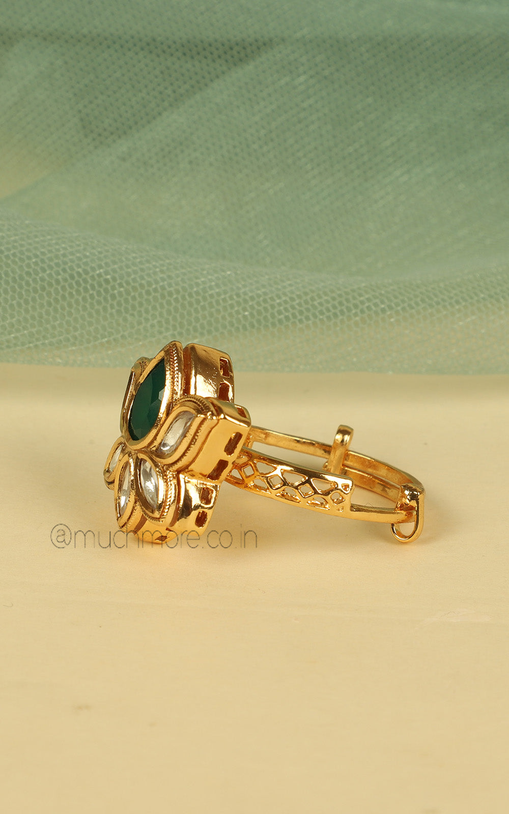 Lotus Kundan Flower Cute Small Ring For Women/ Men