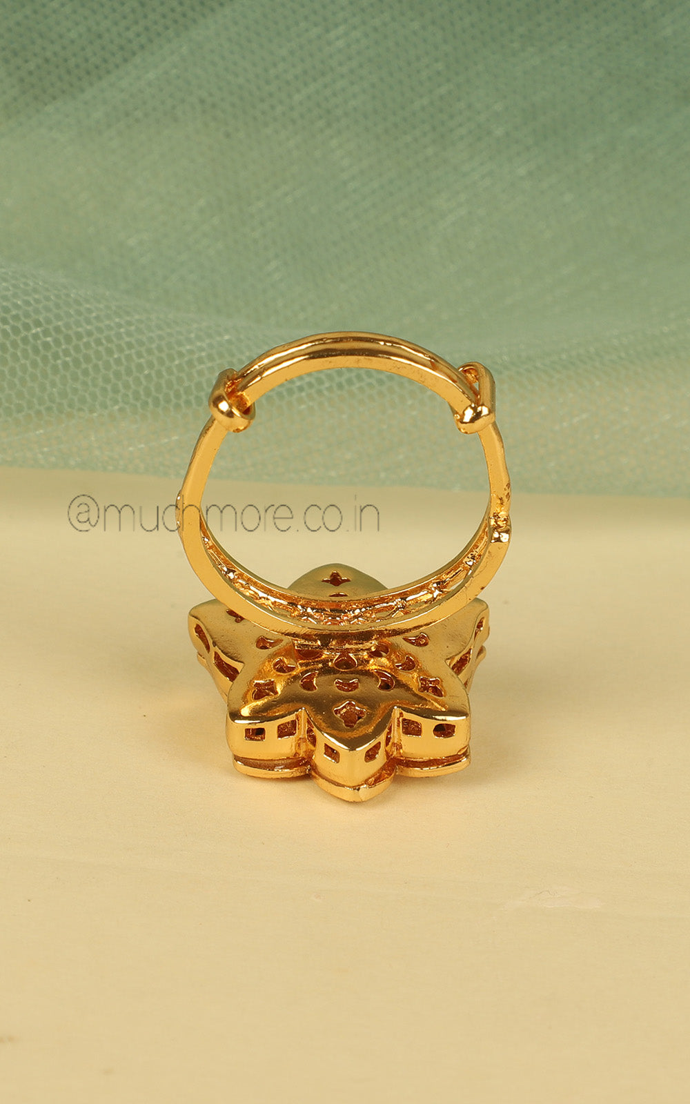 Lotus Kundan Flower Cute Small Ring For Women/ Men