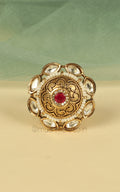 Round Shaped Kundan And Pearl Work Ring Buy Online