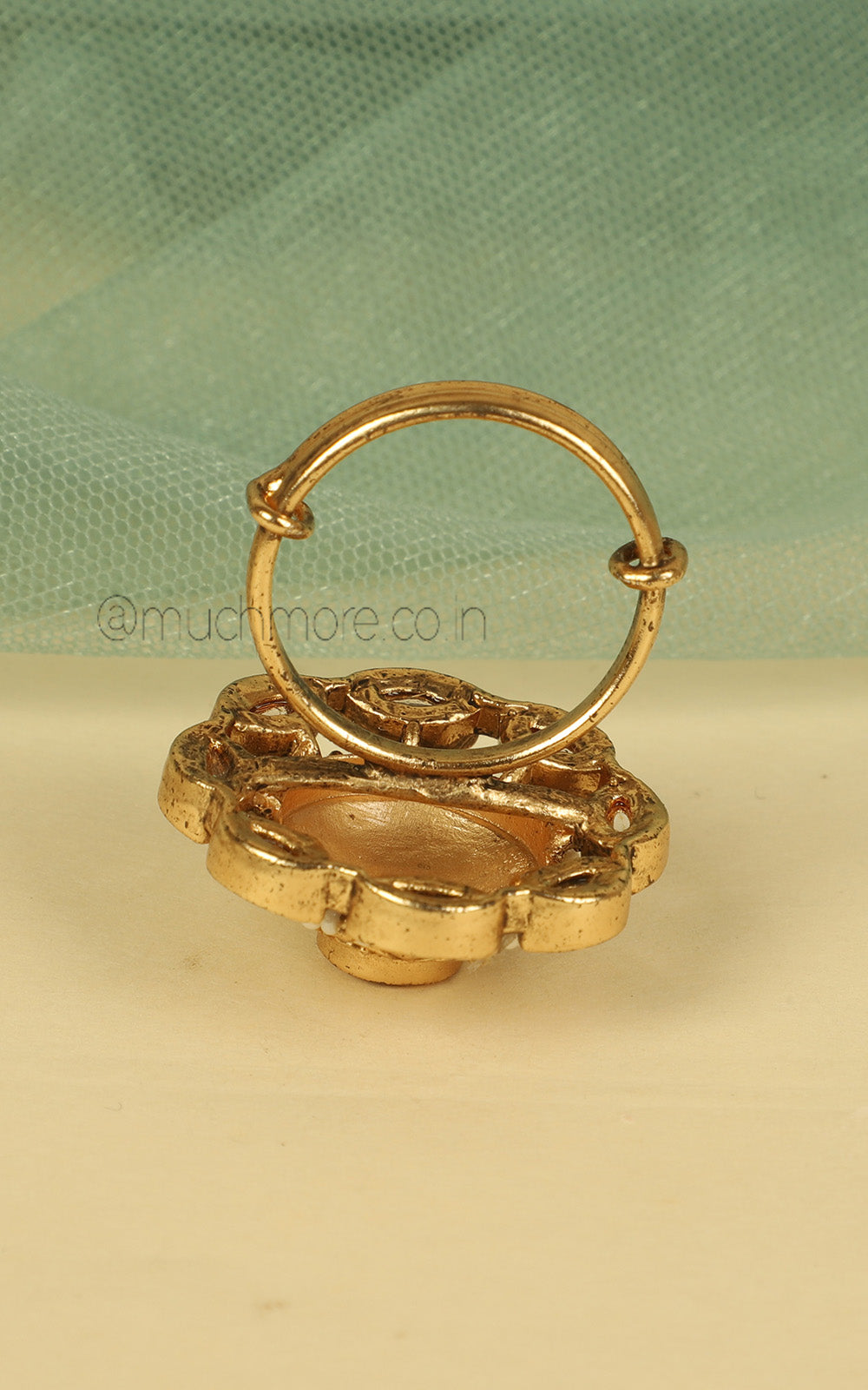 Round Shaped Kundan And Pearl Work Ring Buy Online