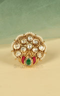 Ruby Green Kundan Gold Look Traditional Women Ring