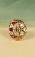Buy Online Ruby green Gold Look Ring For Ethnic Look