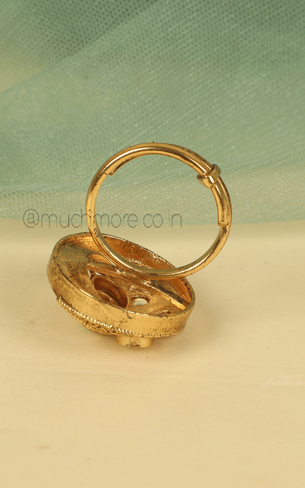 Buy Online Ruby green Gold Look Ring For Ethnic Look
