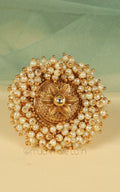 Hot Selling Pearl Gold Look Flower Women Ring
