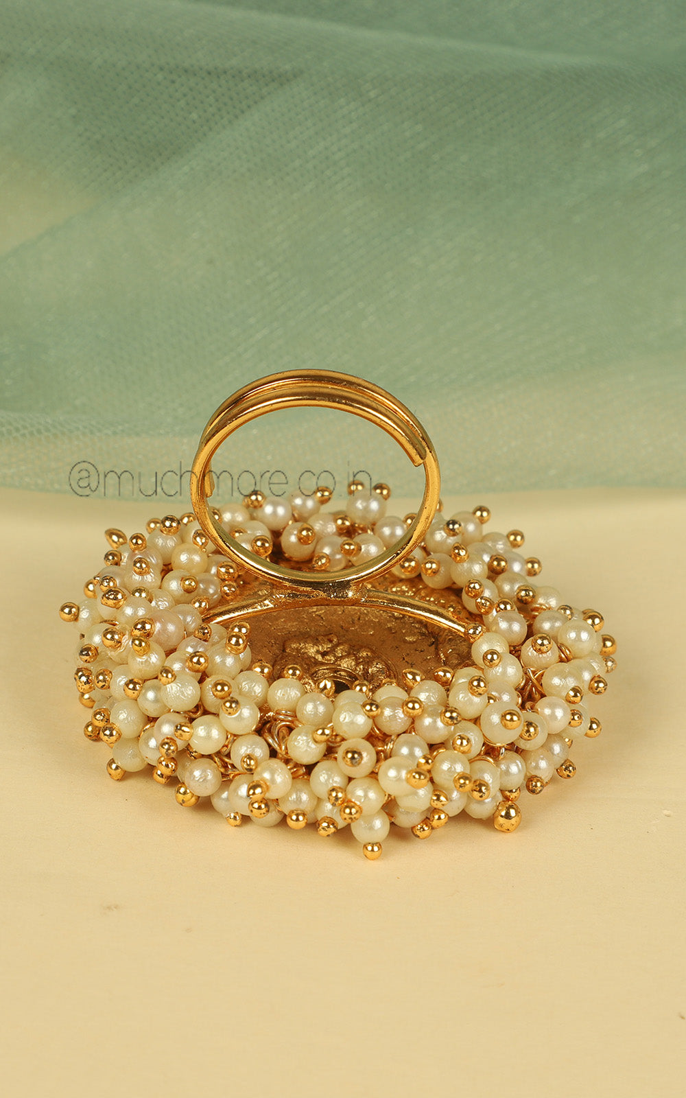 Hot Selling Pearl Gold Look Flower Women Ring