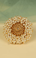 Buy Gold Look Pearl Round Shaped Women Ring For Ethnic Look