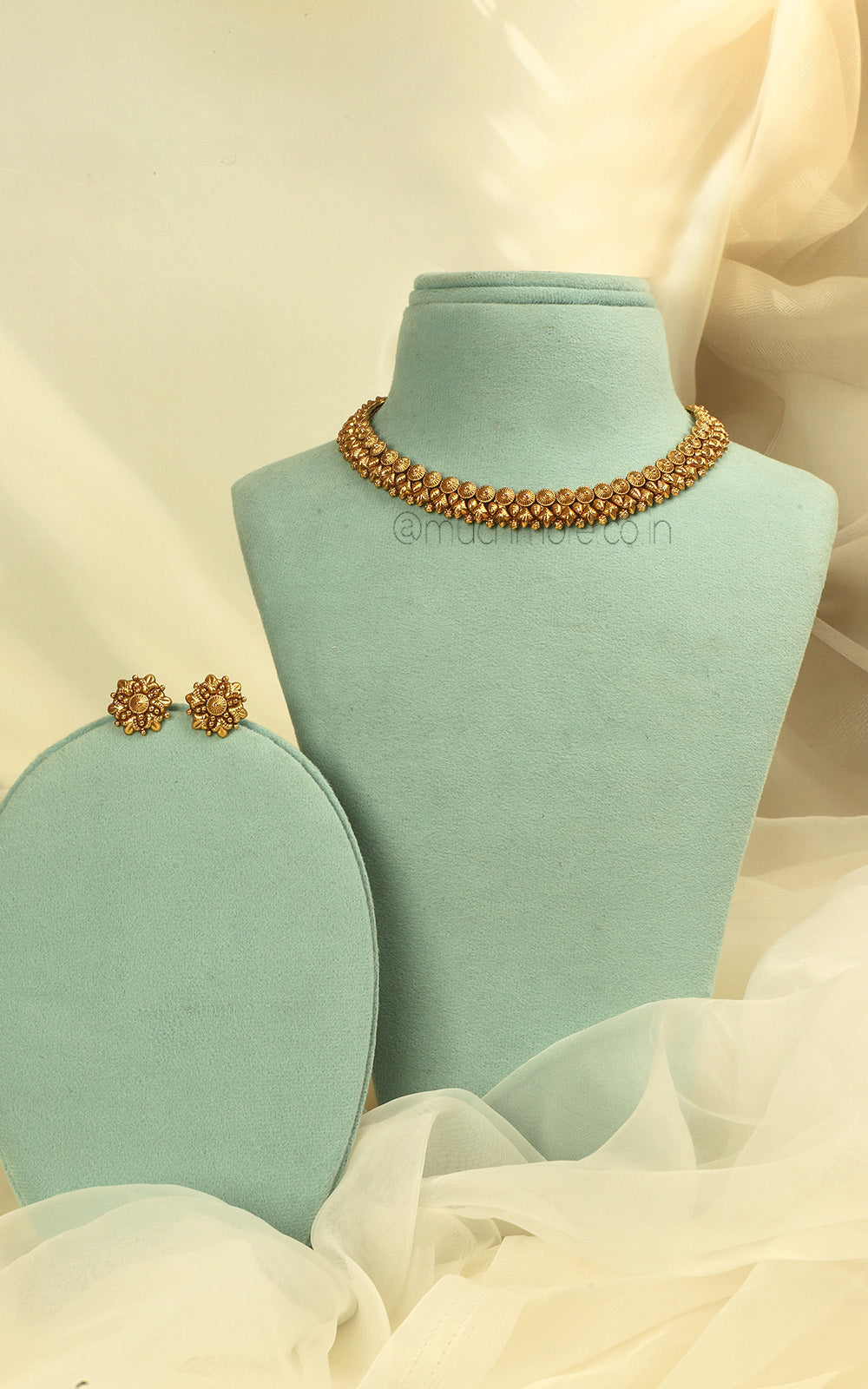 Buy Gold Look Necklace With Stud Earrings Online India