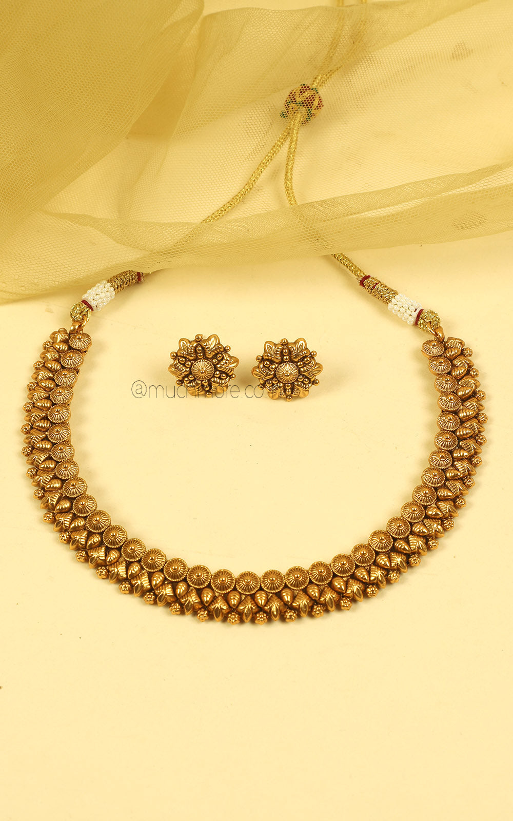 Buy Gold Look Necklace With Stud Earrings Online India